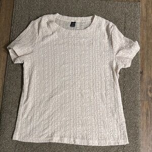 SHEIN Cream Short Sleeve Lace Tee